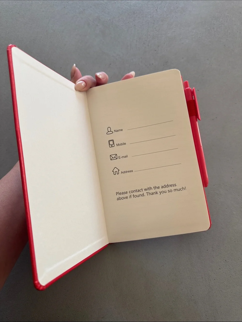NWOT FEELA CORAL/RED HARDBACK NOTEBOOK WITH PEN